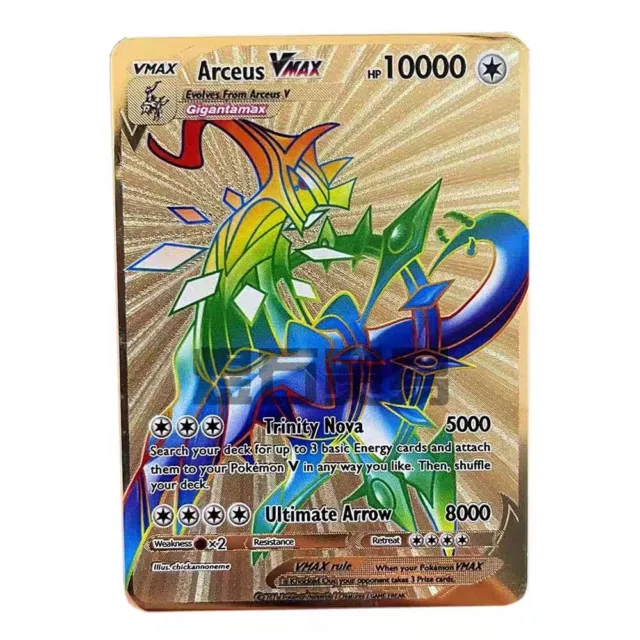 NEW Pokémon 10000point Metal Cards TCG Arceus VMAX Golden Pokemon Gifts Kids