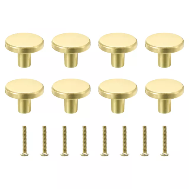 Solid Knobs, 8 Pack Round Zinc Alloy Cabinets Knob with Screw (M4, Gold)