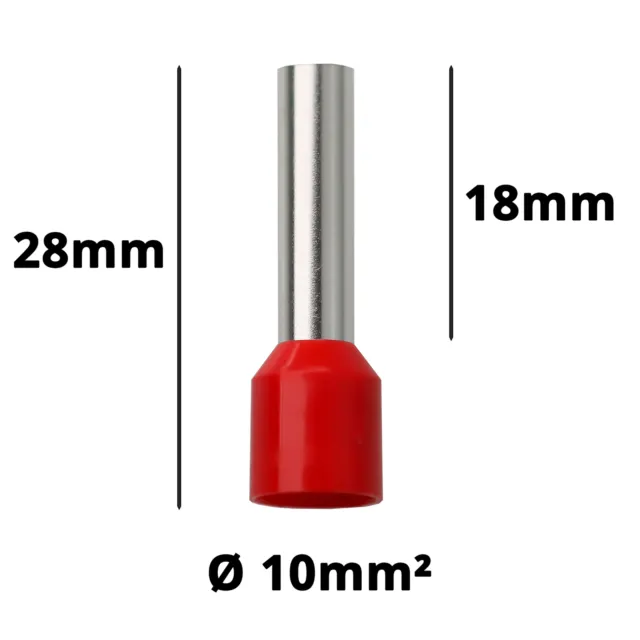 Aderendhülsen 10mm² rot isoliert Hülse 18mm Gesamtlänge 28mm