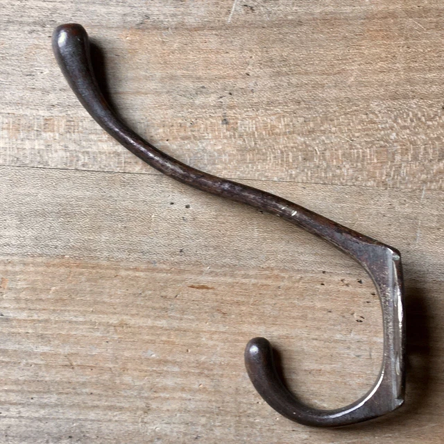 Antique Brass Coat Hook Victorian Vintage Reclaimed Old