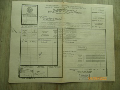 DEUTSCHE REICHSBAHN &gt; Frachtbrief &gt; Schmalkalden Aue Zofingen EUR 2