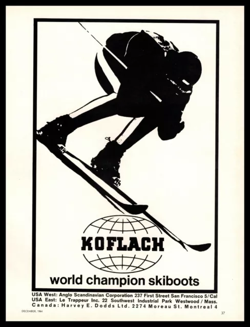1964 Koflach Champion SkiBoots Anglo Scandinavian Corp San Francisco CA Print Ad
