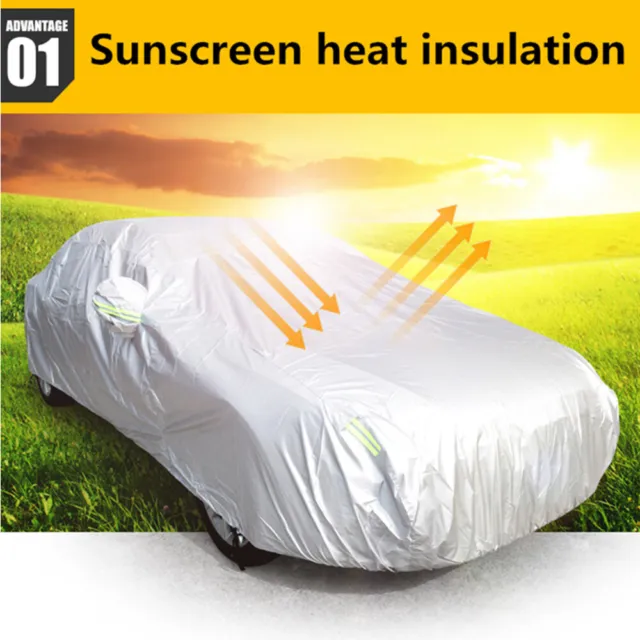 Heavy Duty Waterproof Full Car Cover All Weather Protection Outdoor Dustproof 3L