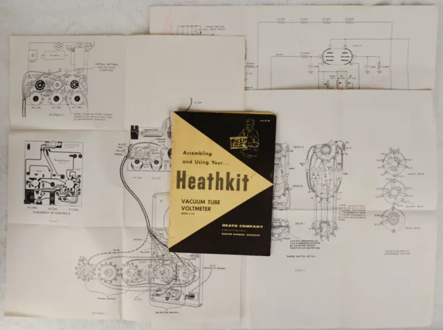 Lot de 6 instructions de montage originales pour Heathkit 1956-1960 2