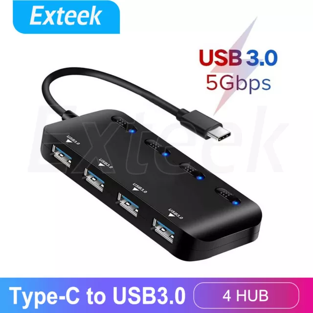 USB 3.1 USB-C Type-C HUB to 4 USB 3.0 w/ Individual Power Switch & LED AU