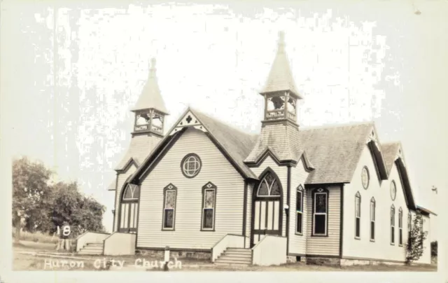 A View Of Huron City Church, Huron City, Michigan MI RPPC