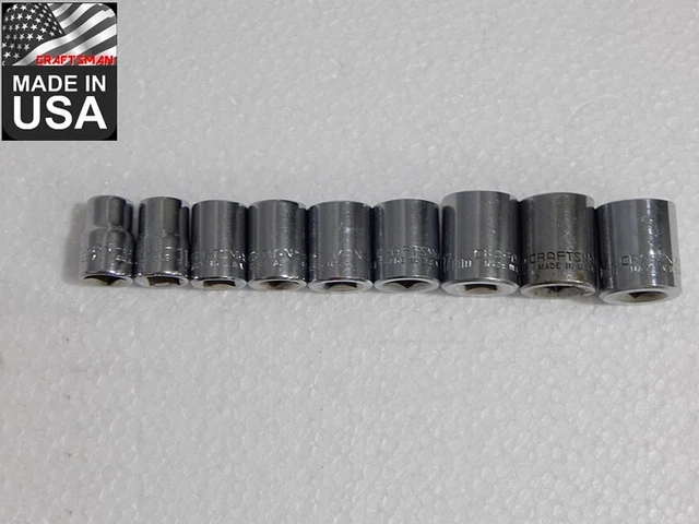 Vintage Craftsman USA EE 3/8dr 9pc metric 12pt 10-19mm socket set