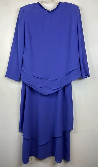 Ursula of Switzerland Size 16W 2 Piece Set Blue Formal Gown Dress Made in USA