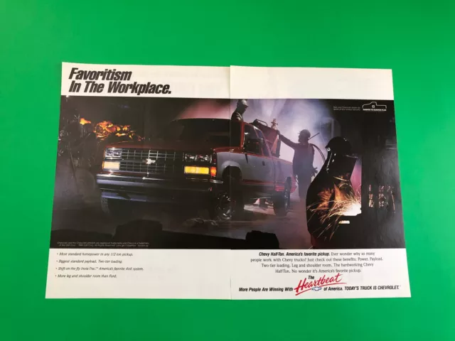 1990 Chevy 1500 Pickup Truck Gm Vintage Original Print Ad Advertisement 2 Page