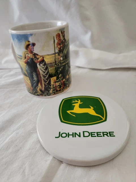 Collectible John Deere Mug by Gibson USA and Ceramic Coaster by Encore