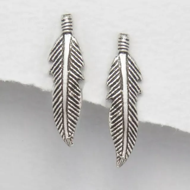 925 Sterling Silver Oxidized Leaf Stud Earrings Nature Women Kids Girls