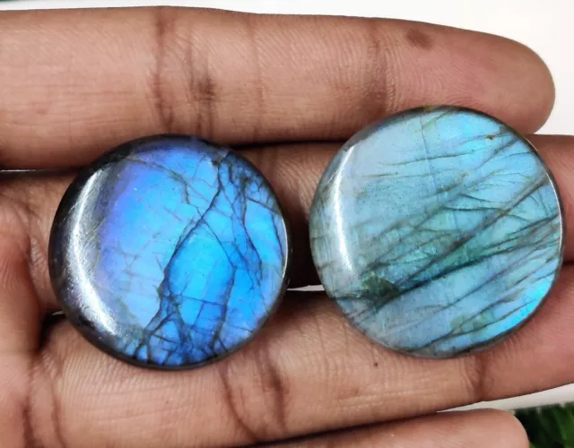 Natural Lovely Blue Fire Labradorite Round Gemstone For Jewelry Making 105 Cts