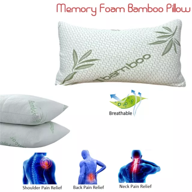 Bamboo Pillow Shredded Memory Foam Anti-Bacterial Orthopedic Head Neck Support