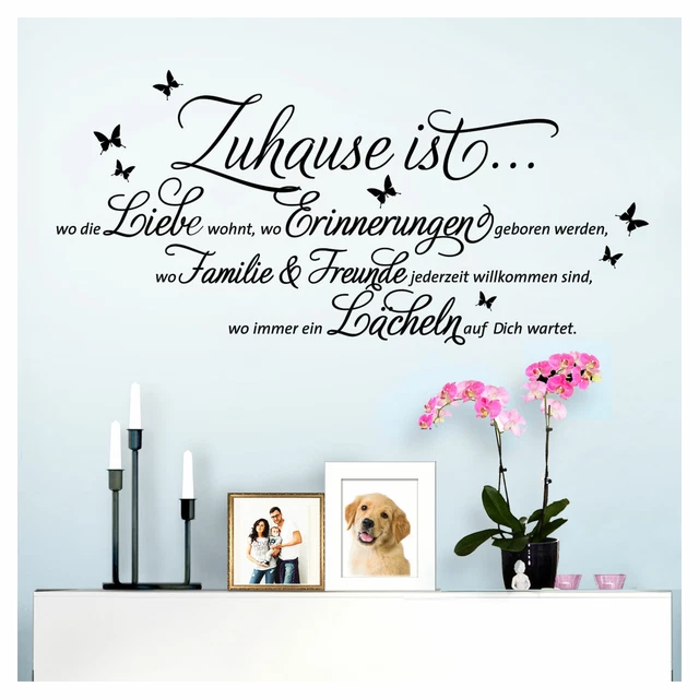 Wandtattoo Spruch Wandaufkleber Zuhause ist wo die Liebe wohnt Wandsticker W3482