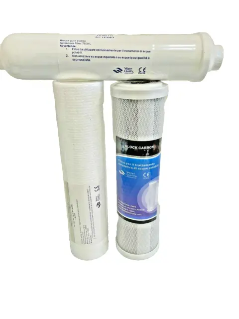 kit Filtri completo per depuratore acqua ad accumulo con Filtri Filtro  Acqua 10x2,5 purificatore Depuratore osmosi inversa - cto carbon block 
