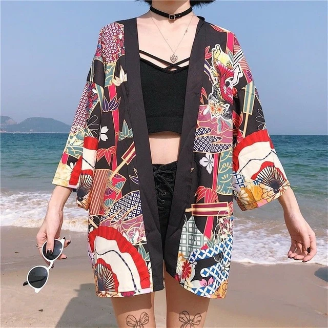 Kimono Japonais Floral - Peignoir Léger En Polyester - Taille Unique - Neuf Avec étiquettes