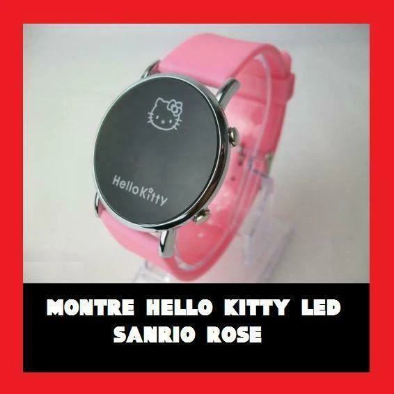 Montre Hello Kitty Bracelet Cuir - Cadran Argenté Quartz Fille Femme