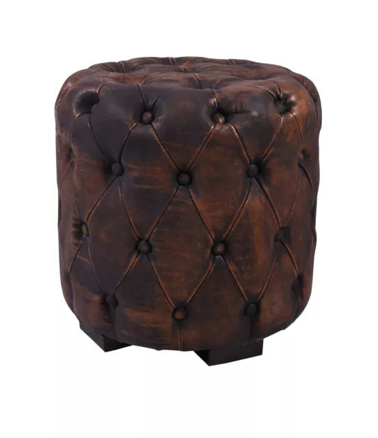 Inglese Sgabello Imbottito Chesterfield Pouf Similpelle Loft Sgabello Nuovo