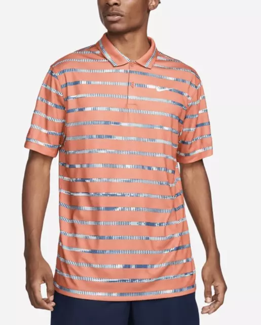 Nike Dri Fit Herren Sport Golf Polo Shirt Orange Weiß Größe S, M, L  XL, XXL Neu
