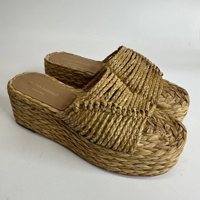 Paloma Barcelo Womens Rafna Platform Wedge Sandals Brown Leather Sole 5 New