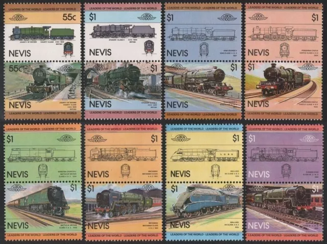 Nevis 1983 MNH 8 x 2v, Railways, Train, Tunnel