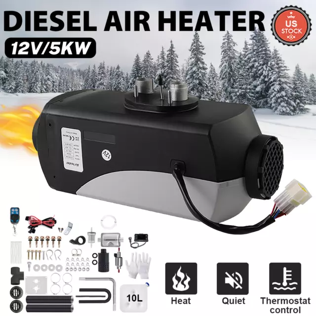 Diesel Air Heater Parking Heater 5KW 12V Truck Heater w/ LCD Remote Control