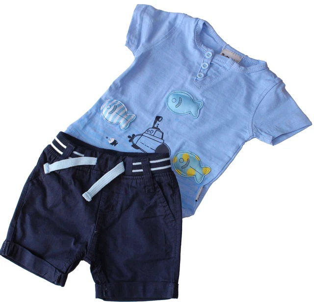 Completo Neonato Bambino T.shirt+ Pantaloncino Short Estate Tg.1/12 Mesi