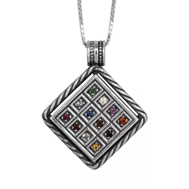 Pendant Kabbalah Amulet The Priestly Breastplate Hoshen Crystals CZ Silver 925