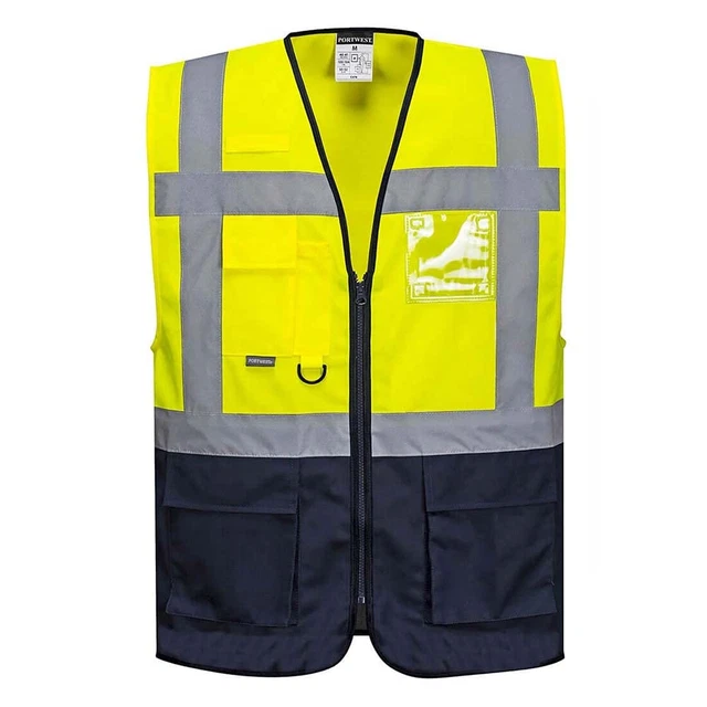 Gilet Executive Portwest Varsavia, Taglia: 5XL, Colore: Giallo/Navy, C476YNR5XL