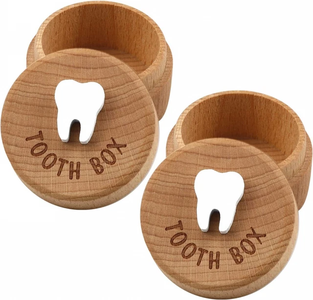 Tooth Fairy Box 3D Carved Wooden Box Souvenir Dropped Tooth Keepsake Storage Box