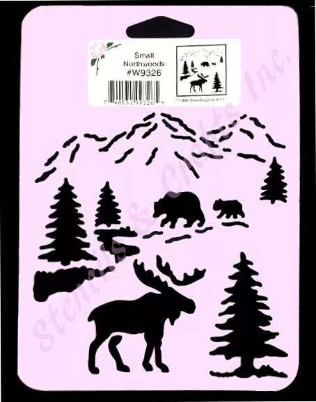 Moose Stencil Northwoods Pine Trees Mountains Bears Template New By Stensource