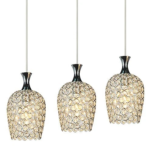 FEEKENBU Modern 3 Lights Crystal Pendant Lighting for Kitchen Island and