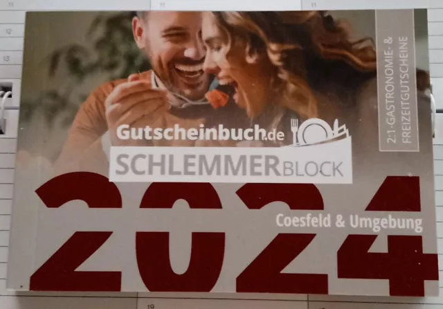 Gutscheinbuch Schlemmerblock 2024 Coesfeld & Umgeb. Mit Mobile Code