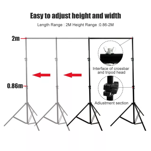 Photography Studio Heavy Duty Backdrop Stand Screen Background Support Kit+Case 3