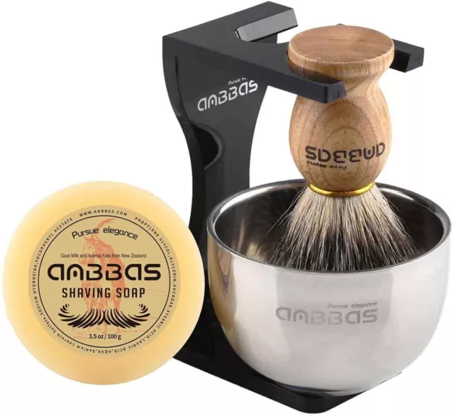 Anbbas Herren Geschenk Set Rasierpinsel Reines Dachshaar Shaving Brush Badger