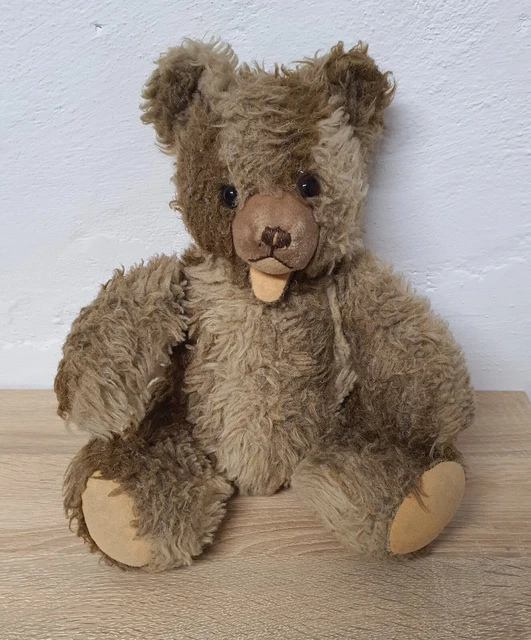 Ancien Ours En Peluche – Membres Articulés, Hauteur 55 Cm, état D'occasion, Charme Rétro