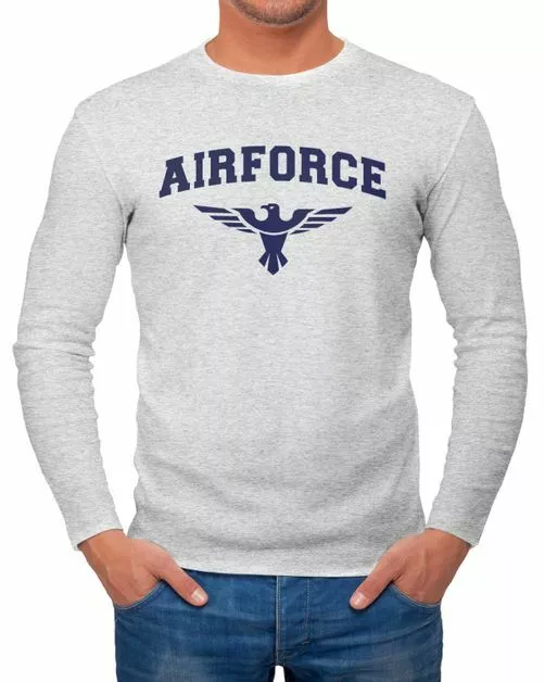 Herren Longsleeve Airforce US Army Adler Militär Langarm-Shirt Fashion