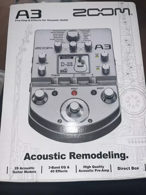 Zoom A3 Acoustic Remodeling Guitar Pedal Brand New In Box