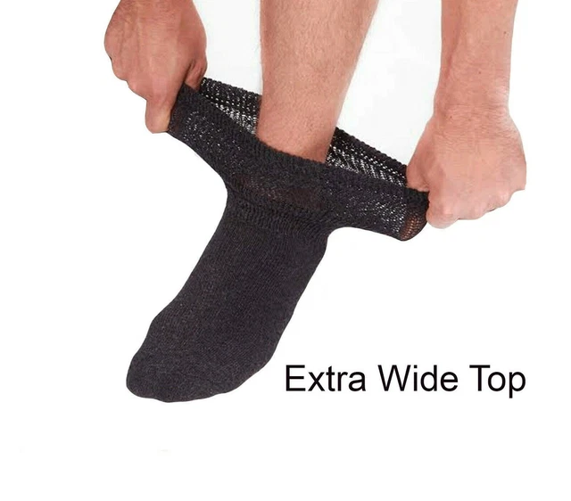 LOFIR Calze Diabetiche Uomo in Cotone: Calzini Senza Elastico e Senza Cuciture Donna Calze Extra Larghe Diabetiche per Caviglie e Piedi Gonfi 3 Paia Grigio 39-46