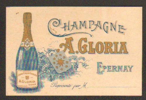 EPERNAY 51: CHAMPAGNE "A. GLORIA" TARIFICATION au verso