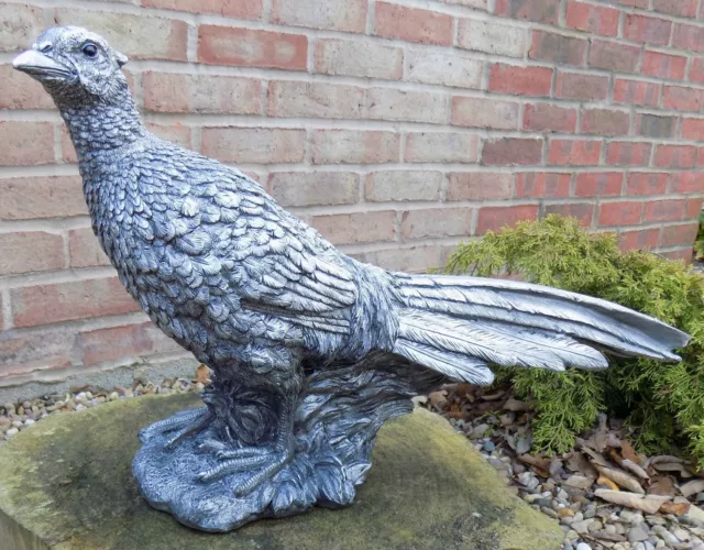 Pheasant Garden Ornament Statues Sculpture Outdoor Figurine Resin Pewter Effect