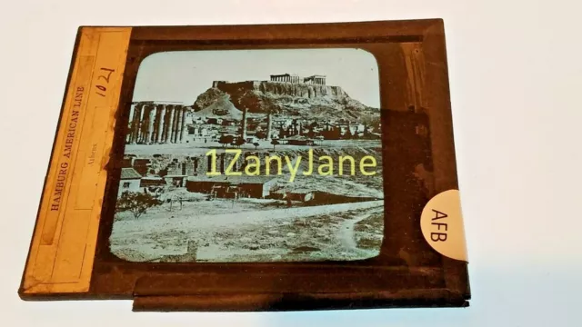 Glass Magic Lantern Slide  AFB ATHENS capital of Greece 5th-century BC landmarks