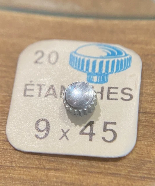 Couronne De Montre étanche, Canon Court 50, Filetage 0.90 - Chromé, Acier - NOS (Neuf D'origine Avec Défauts)