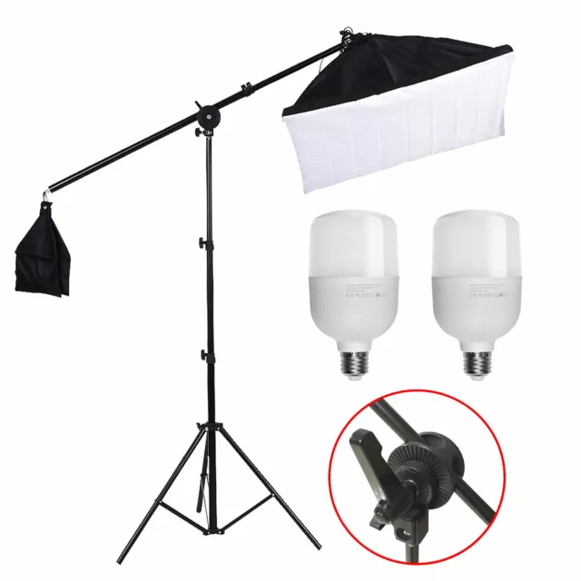 50W LED Photography Studio Softbox Continuous Lighting Kit +Boom Arm Stand