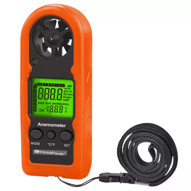 LCD Handheld Digital Anemometer Wind Speed Gauge Meter Thermometer Tester 30m/s