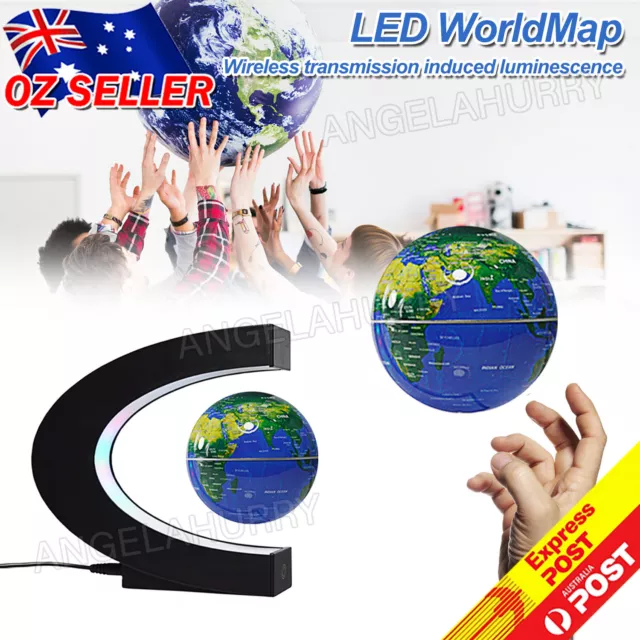 Magnetic Levitating Floating Rotating Globe with Touch Switches LED Light NEW