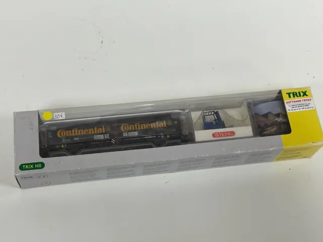 TRIX 24335 -H0- DB Continental Freight car with Wiking forklift - Good condition