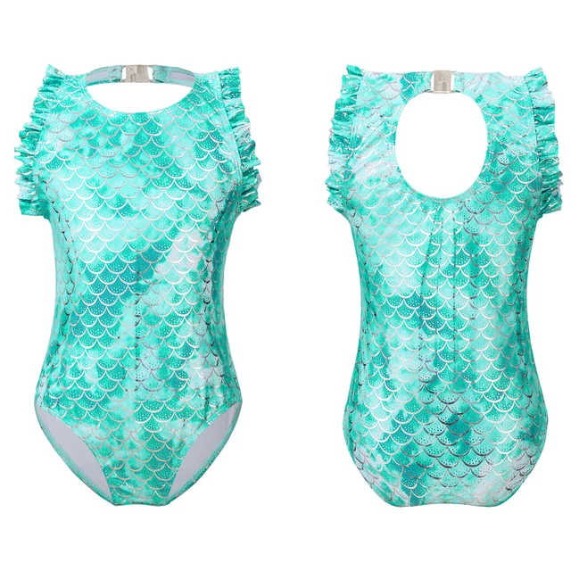KIDS GIRLS ONEPIECE Swimsuit Mermaid Swimwear Glossy Bodysuit Bathing