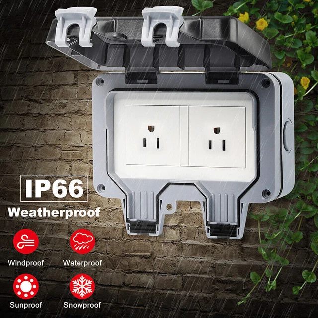 OUTDOOR WALL WATERPROOF Socket Electrical Outlets Covers 15A US Plug