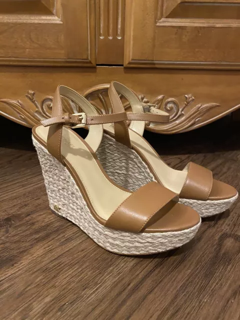 Michael Kors Jill  Wedge Espadrille Sandals - Tan - 7 - Beautiful!